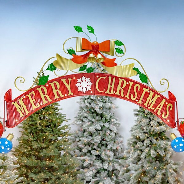 Archway with Santa's Elves Christmas Sculpture