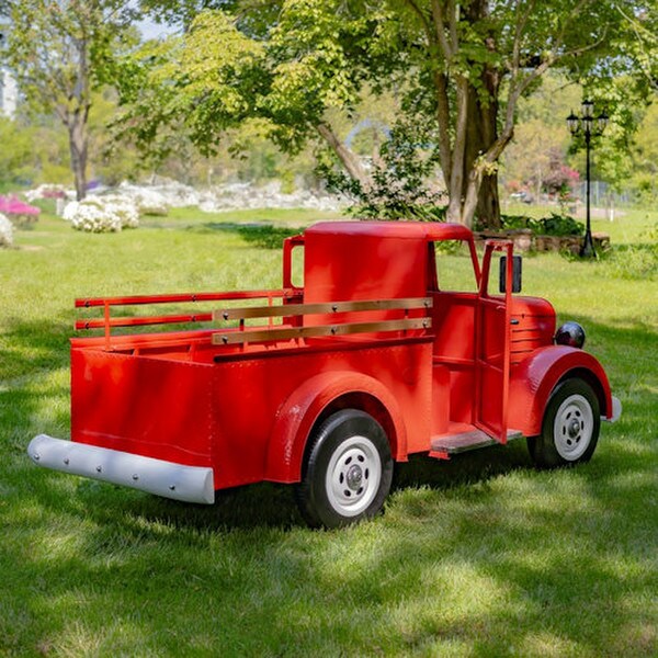North Pole Pickup Red Truck Christmas Tree Display Sculpture Lighted