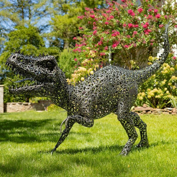 Crouching Metal T-Rex Colossus Jurassic Giant Steel Predator Display