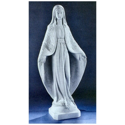 32-inch Italian marble Immaculate Conception Mary statue, ideal for Catholic gardens, church displays, or sacred home décor