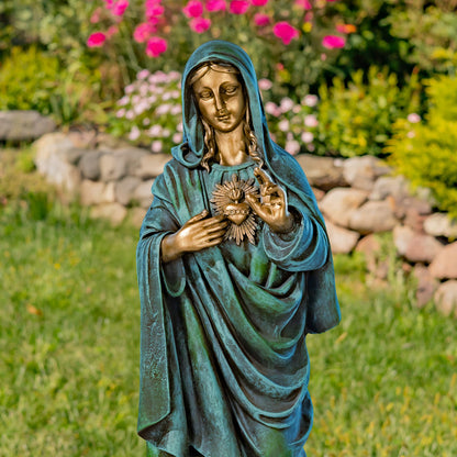 Mother Mary sacred heart devotional garden sculpture blessing