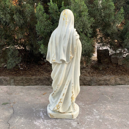 Back view of sculpture Blessed Mother Mary Sacred Heart Garden Statue