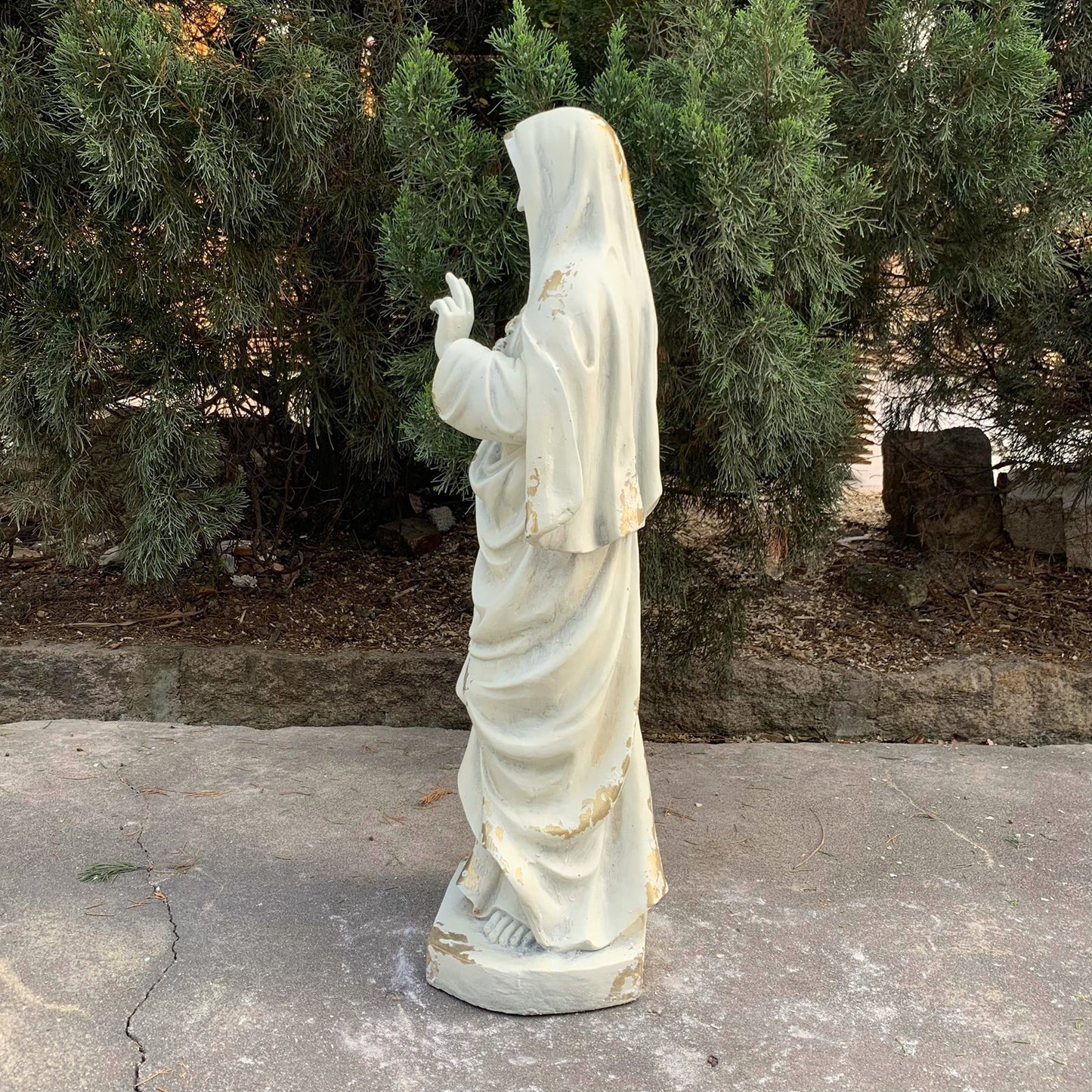Immaculate Heart of Mary garden statue 36 inch side view blessing