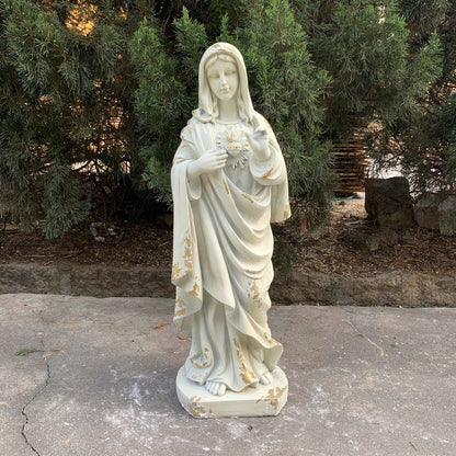 Mother Mary sacred heart devotional garden sculpture