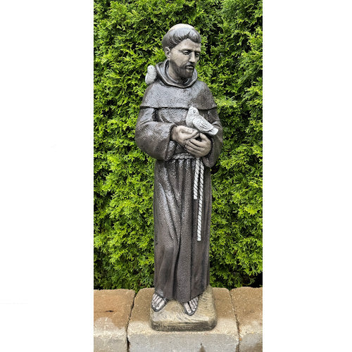 Italian Saint Francis with Dove Statue finished in earthy colors or traditional colors