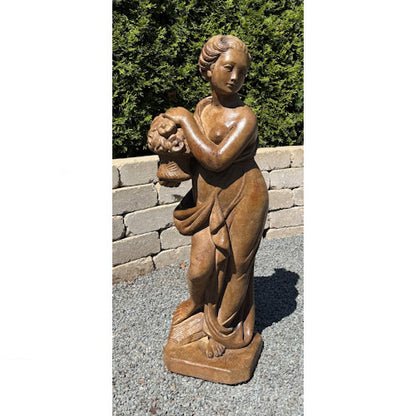 Spring Goddess Statue holding flowers in basket Garden Sculpture