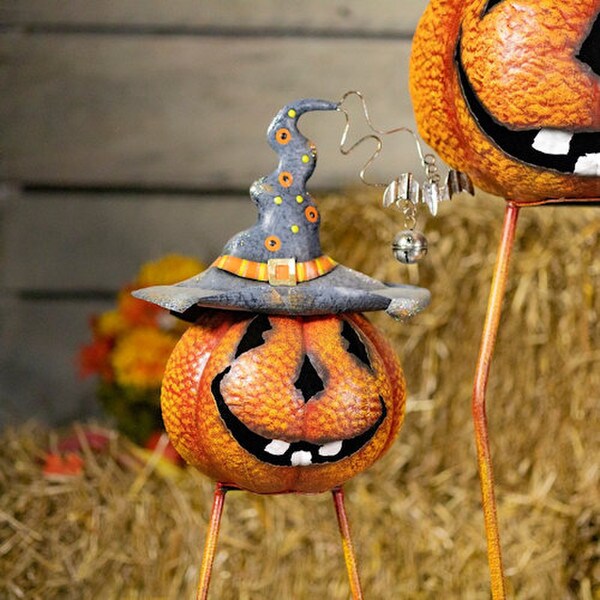 Jack-O-Lanterns Pumpkin Halloween Statues set of three sculptures
