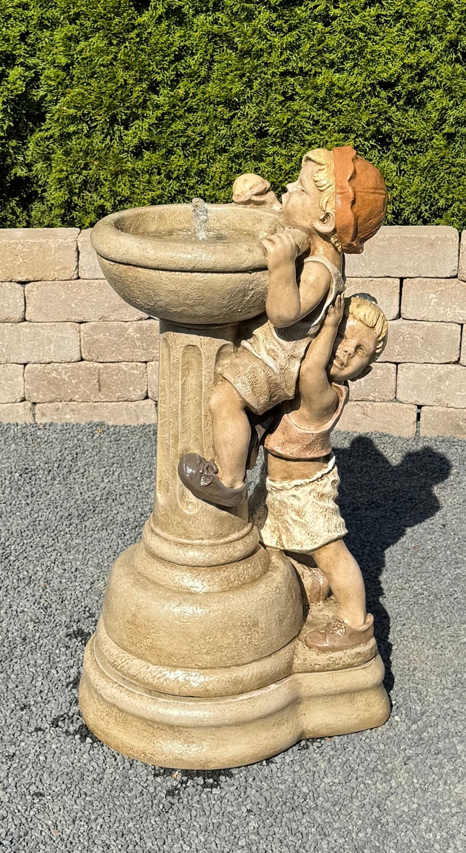 Jack and Jill Children’s Garden Fountain  Sharing a Drink Fountain classic water feat
