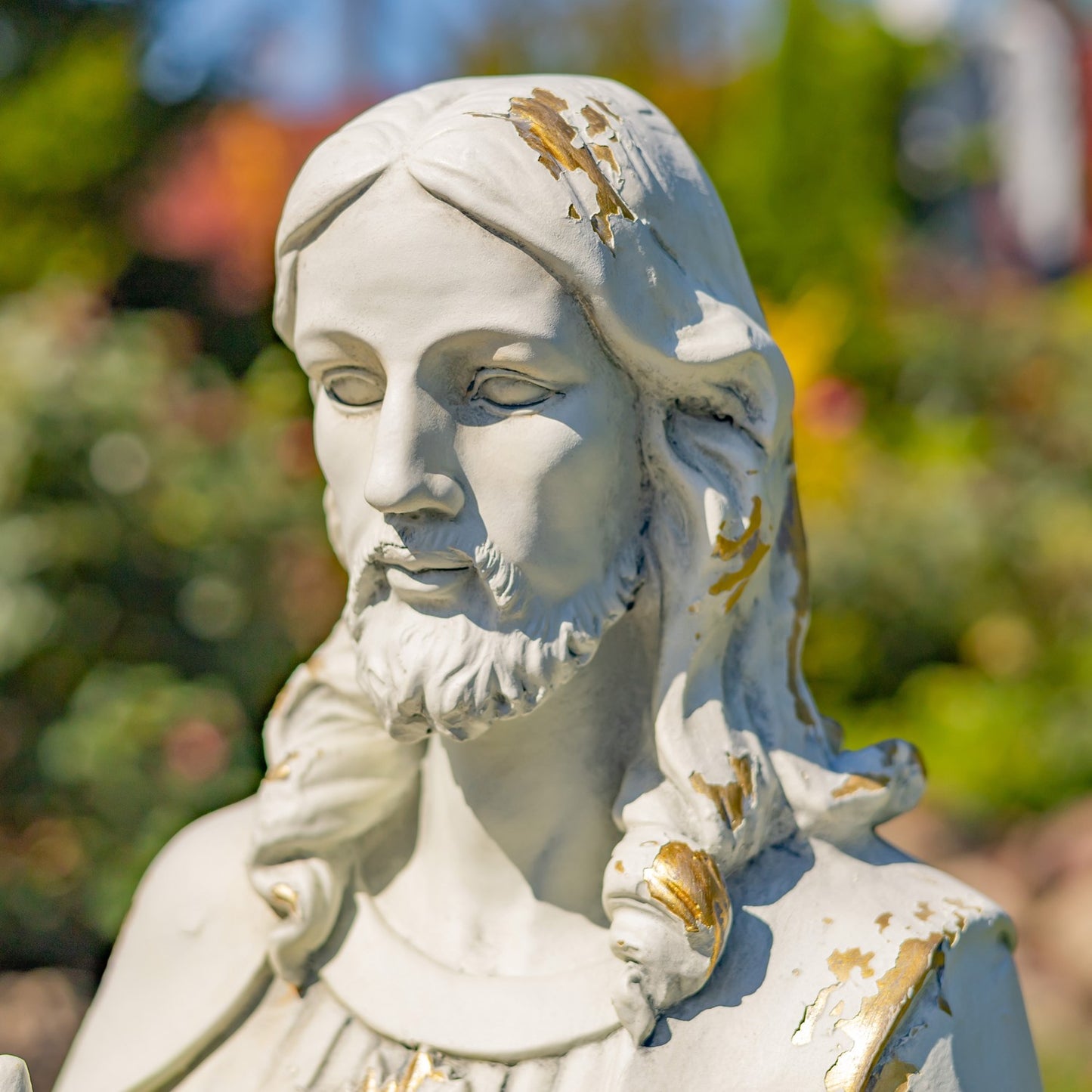 Face of Christ Tall Jesus with Sacred Heart Statue Religious Sculpture