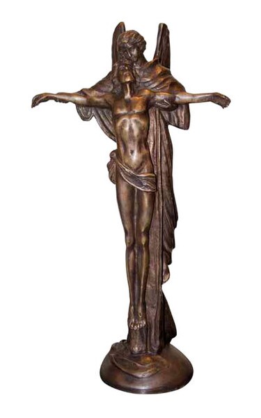 Jesus attended by an angel bronze sculpture 16 inches high
