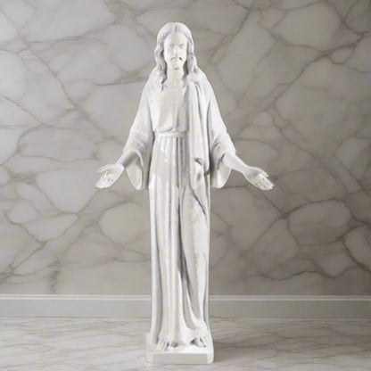 Italian Marble Standing Jesus Blessing 32"high