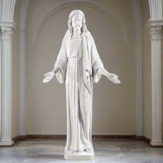 Italian Marble Standing Jesus Blessing 32"high