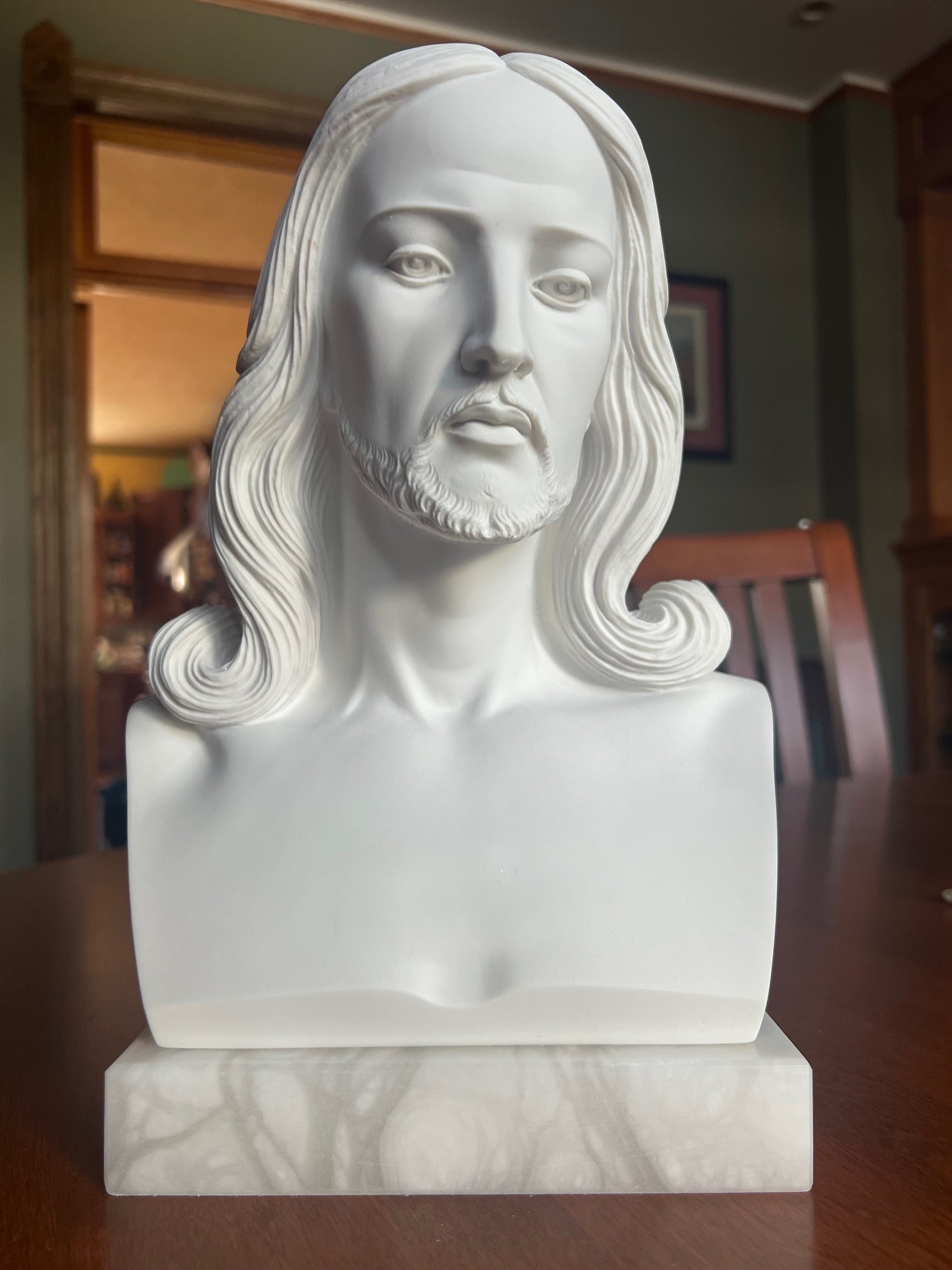 Jesus Christ bust alabaster sculpture Italian Egregia Workshop