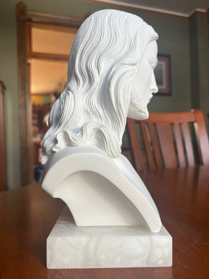 handcrafted Italian Jesus bust statue realistic facial detail