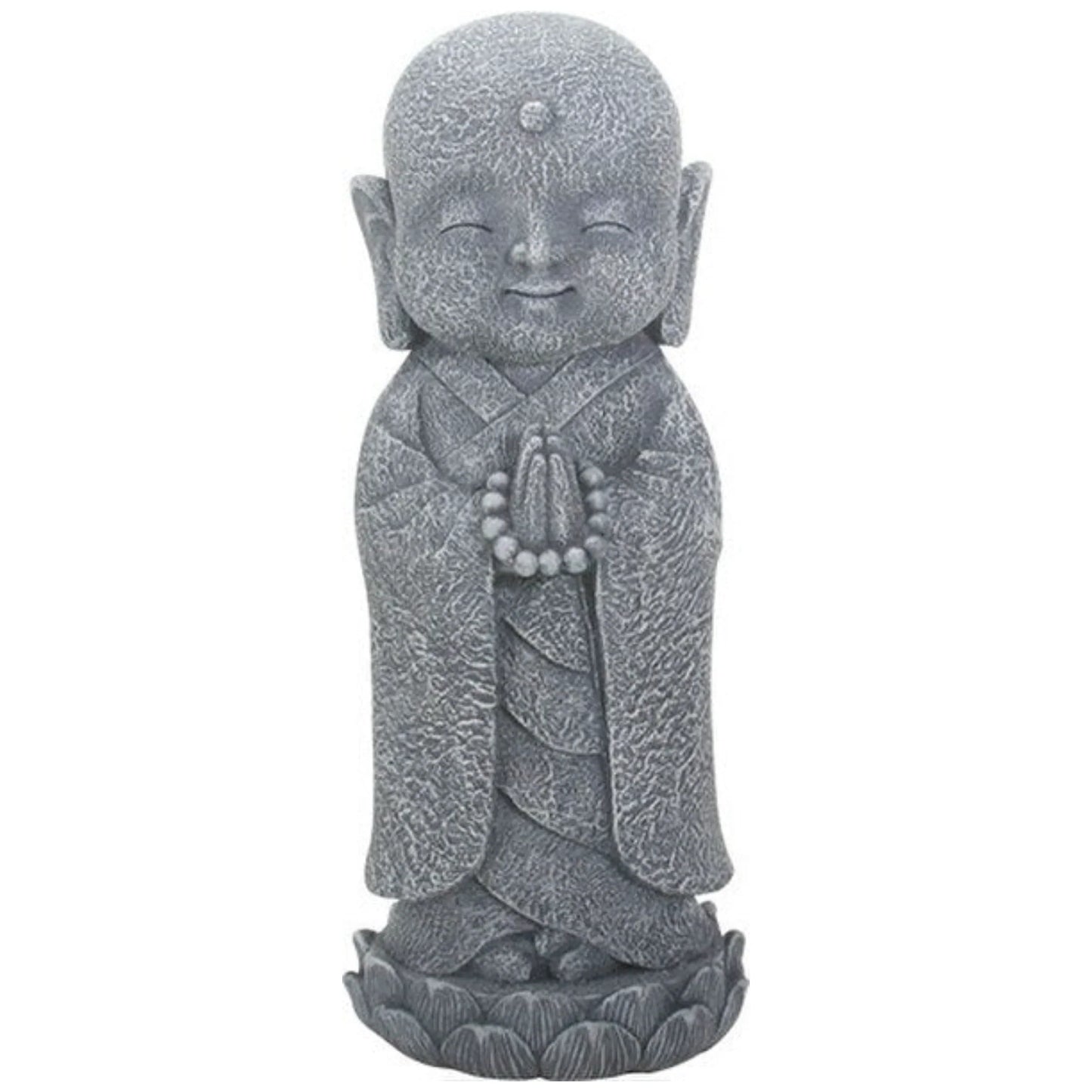 Jizo buddha statue stone finish with rosary beads