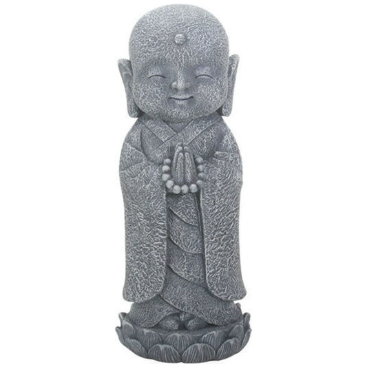 Jizo buddha statue stone finish with rosary beads