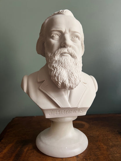 Elegant Brahms composer bust on alabaster base