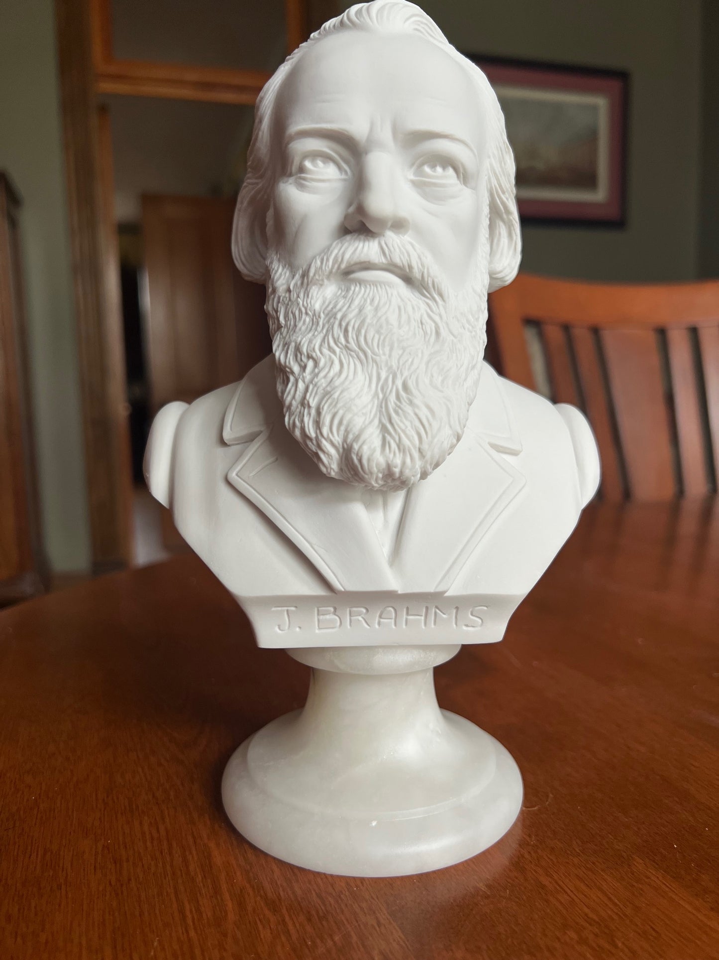 romantic era composer bust Brahms detailed beard sculpture