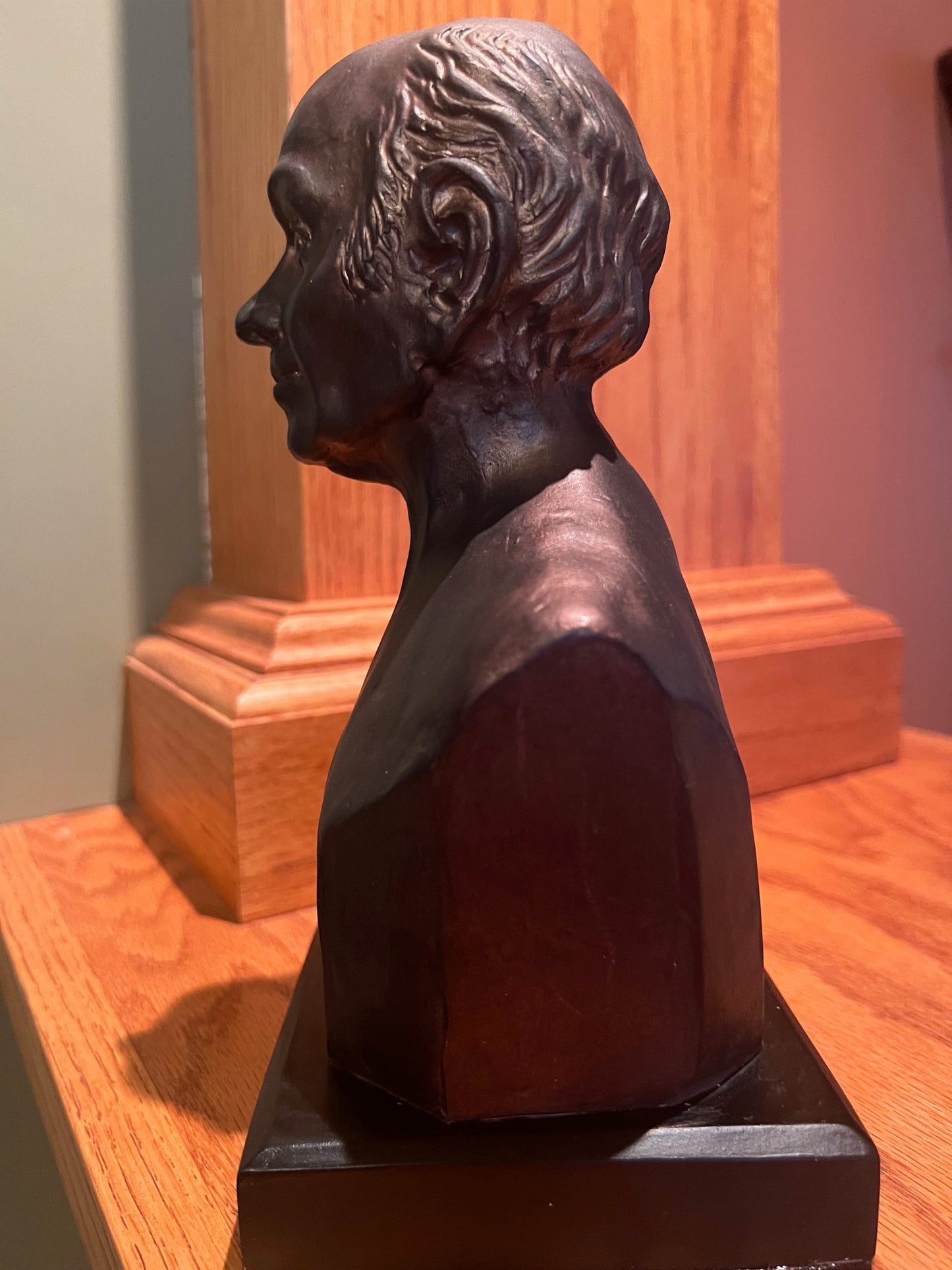 side view John Quincy Adams statue bust honoring sixth US president and diplomat