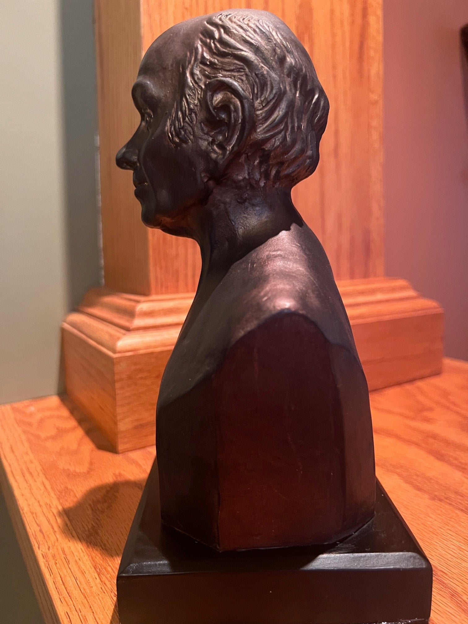 side view John Quincy Adams statue bust honoring sixth US president and diplomat