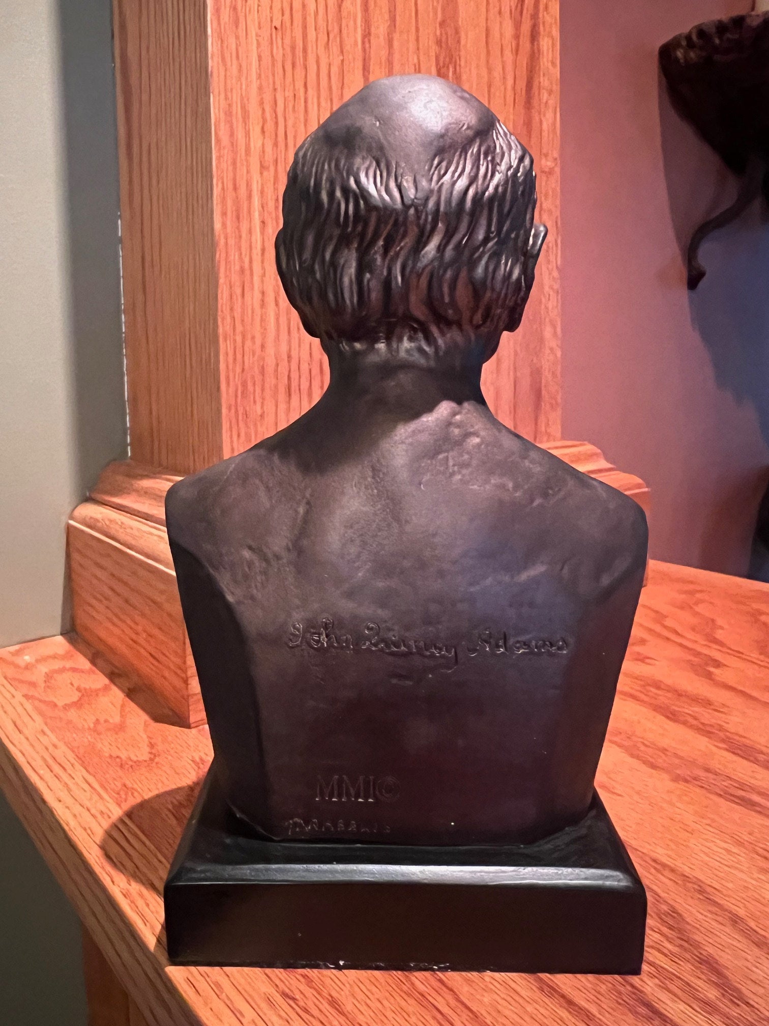 John Quincy Adams presidential portrait bust by American contemporary artist back view