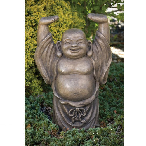 Jolly Hotei Statue – 27" Tall Asian God of Happiness Cement Sculpture