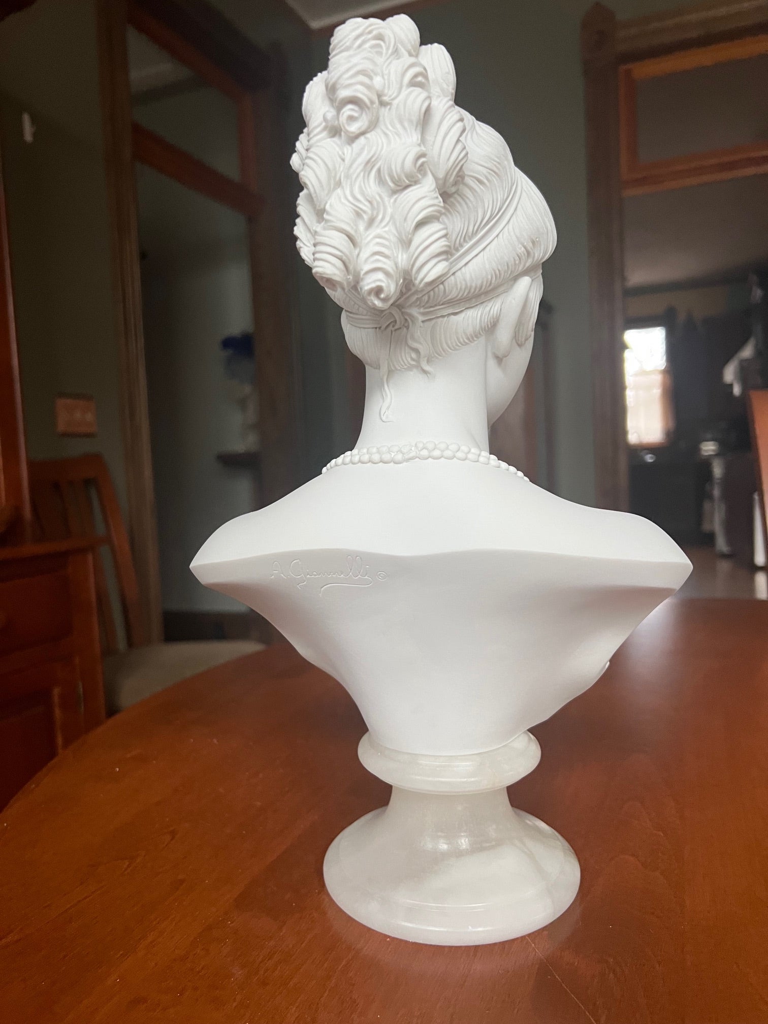 Empress Josephine Beauharnais Bust pearls around back of her neck and hair details