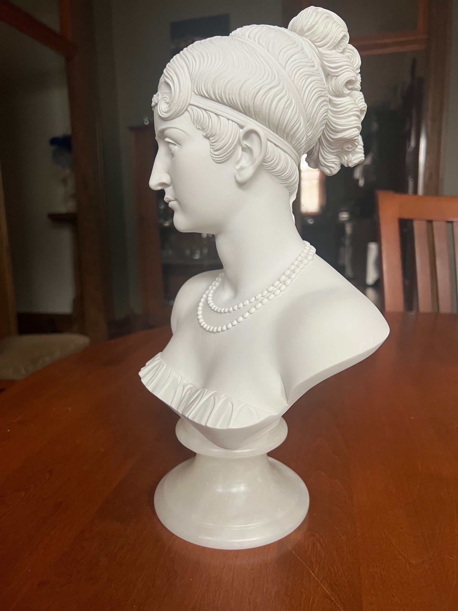 side view Empress Josephine Beauharnais Bust pearls around her neck 