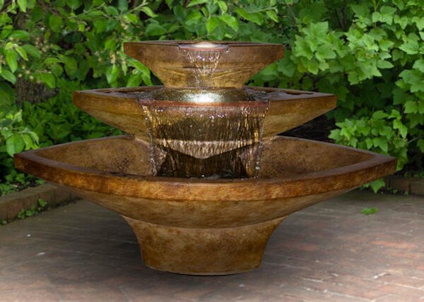 Kayak Fountain Lighted Cast Stone Copper Canyon Outdoors Rocky Modern