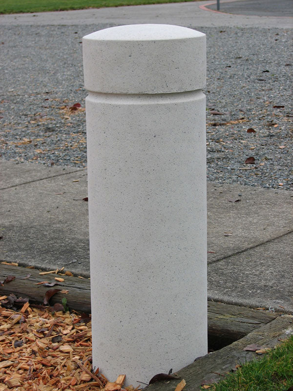 Commercial cast stone bollard for pedestrian areas for building entrances