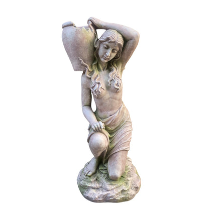 Kneeling Woman with Water Vessel Planter Statue
