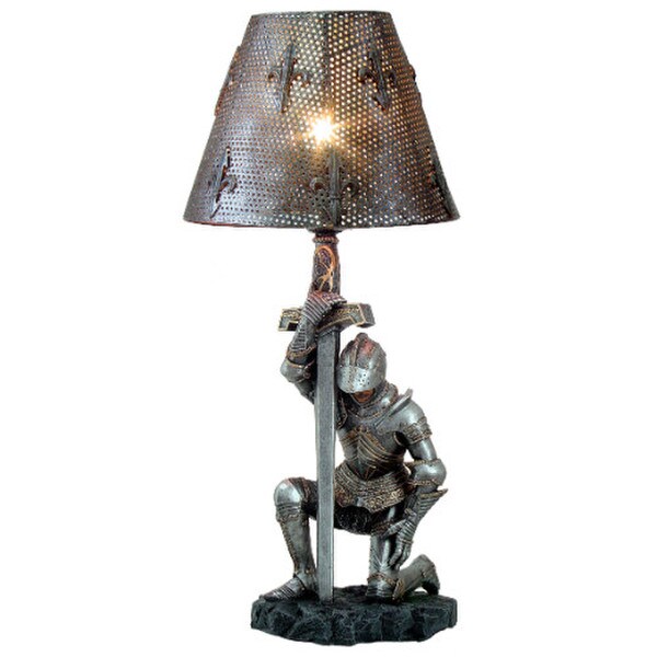 Knight Sculptural Lamp kneeling sword battle warrior statue bows bent