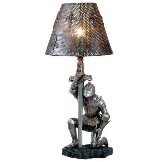 Knight Sculptural Lamp kneeling sword battle warrior statue bows bent