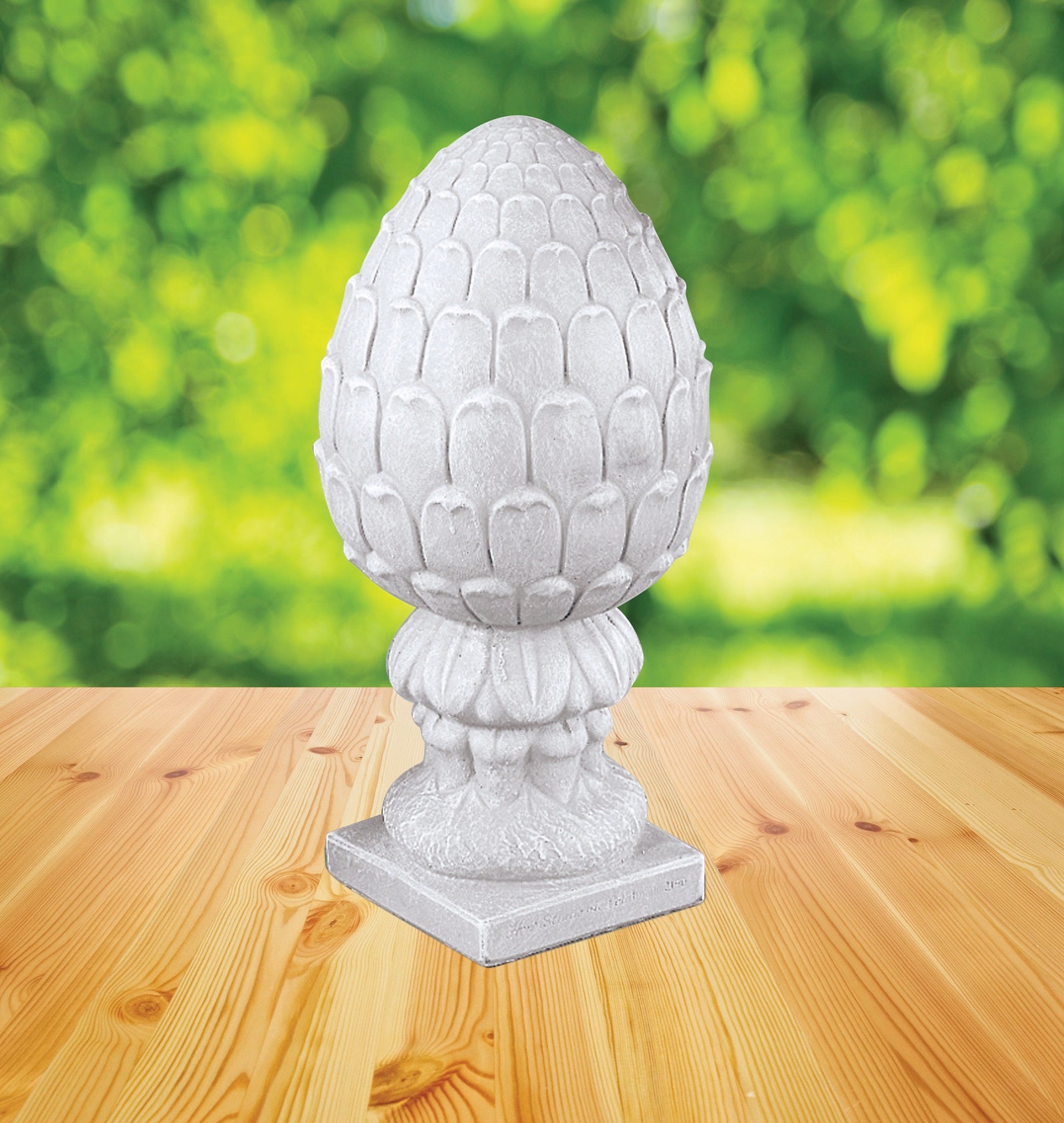 Architectural cement artichoke ornament roof finial and gate stone accent