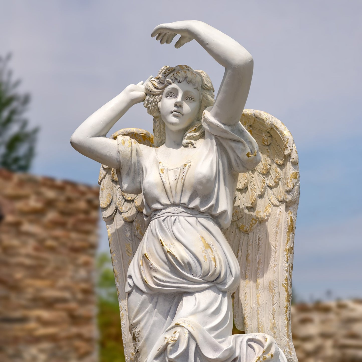 Large Ethereal Life-Size Angel Statue Heavenly Guardian of Light Estate size sculpture