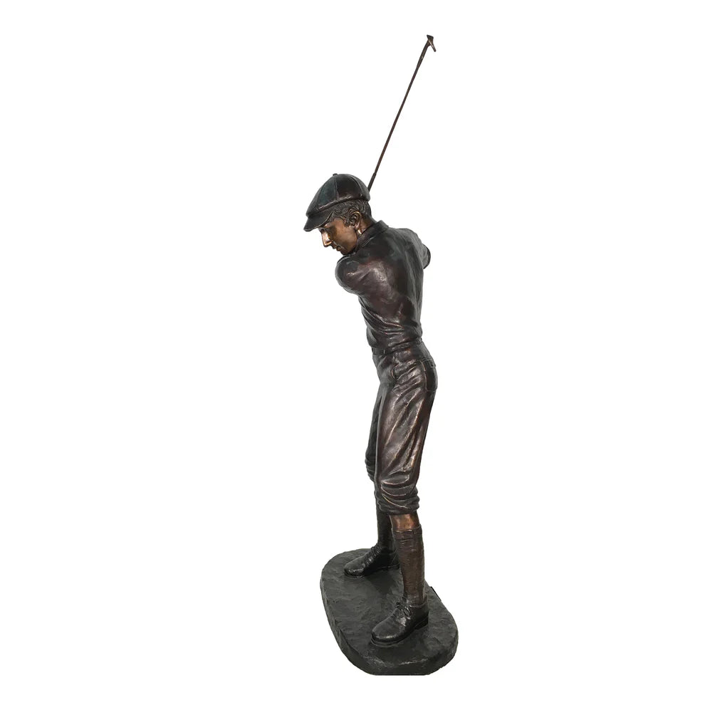 Classic Follow-Through Golfer Sculpture bronze life size man golfing garden statue