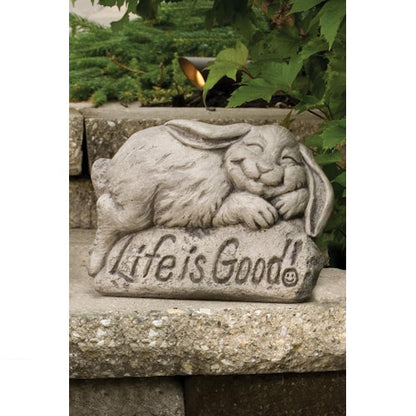 Life Is Good Garden Rabbit Sculpture Bunny Outdoor Statuary Statue Cement