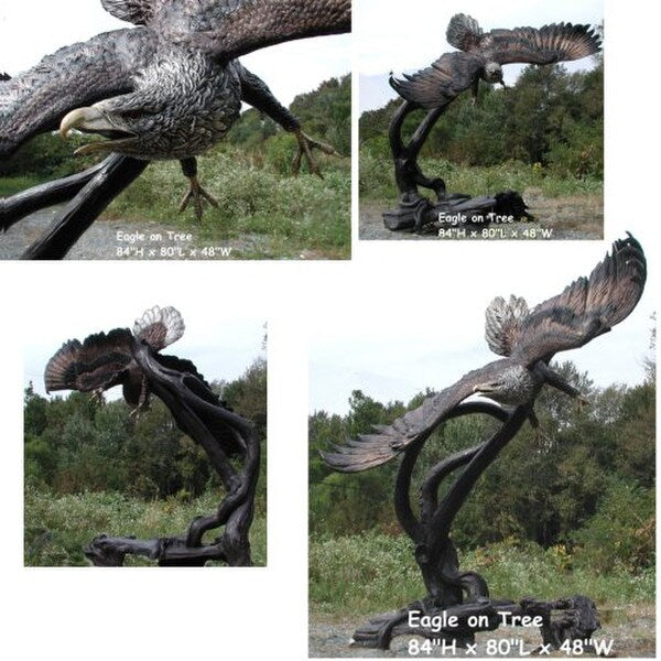 Views of Life Size Bronze Eagle In A Tree Bronze Sculpture Grand-Scale different views
