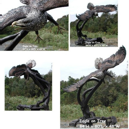 Views of Life Size Bronze Eagle In A Tree Bronze Sculpture Grand-Scale different views