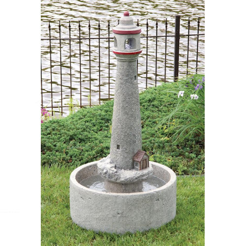 Lighthouse Garden Fountain with Light Tall Cement Outdoor Large charming keeper s house