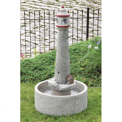 Lighthouse Garden Fountain with Light Tall Cement Outdoor Large charming keeper s house