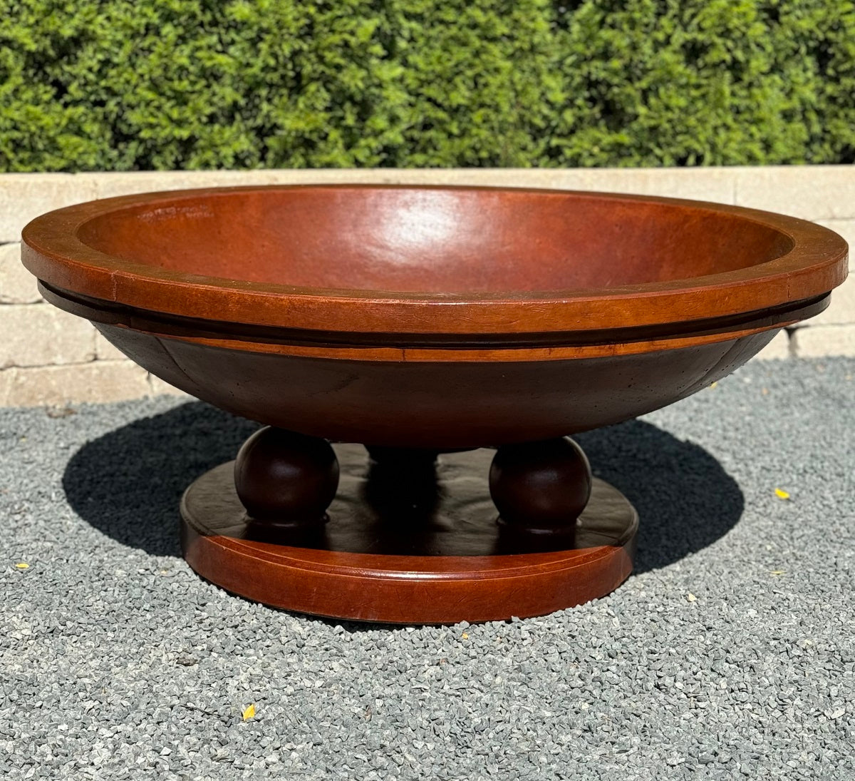 Modern cast stone bowl planter with three sphere supports 2 pieces