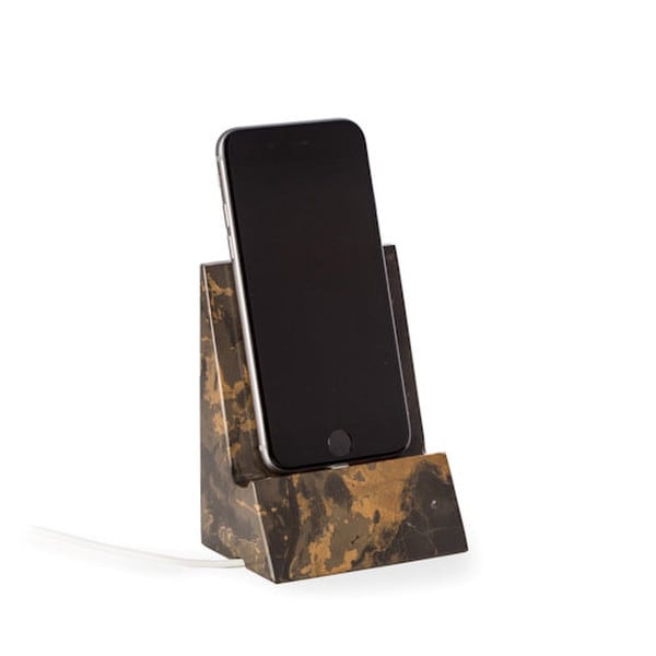 Tiger Eye Marble Phone Stand with Pass-Through Charging Hole Holder