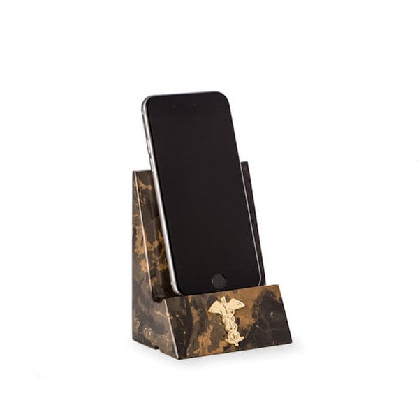 Phone Stand Marble Tiger Eye Medical Insignia Caduceus Gift holder
