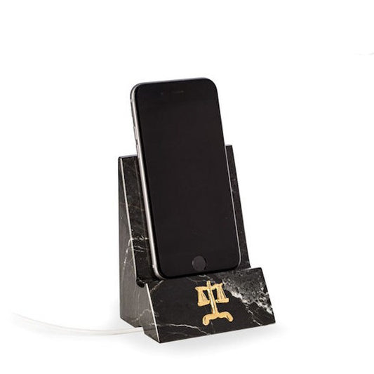 Phone Stand Black Marble Scales Legal Insignia Scale of Justice Statue