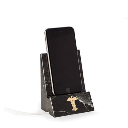 Phone Stand Marble Black Medical Insignia Caduceus Gift Office home