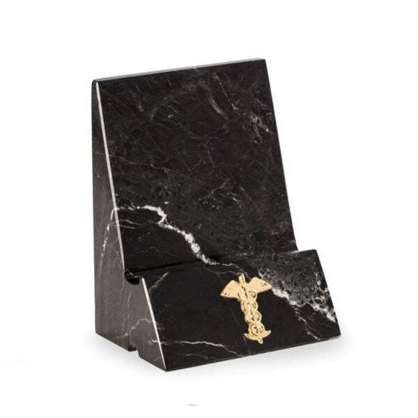 Phone Stand Marble Black Medical Insignia Caduceus Gift Holder statue