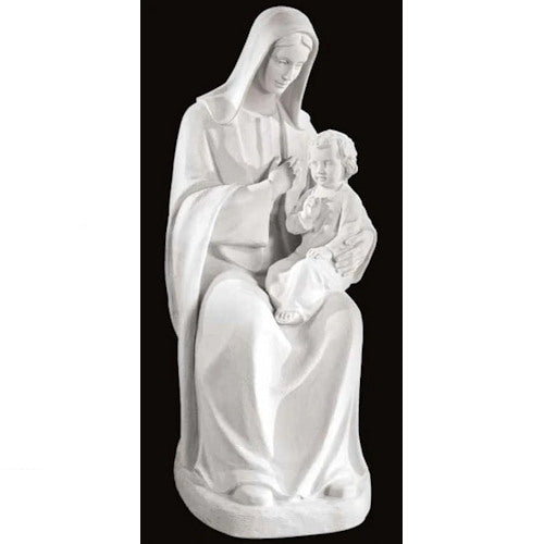 Madonna With Infant Life-Size Marble Statue Bonded Marble Religious Sculpture 