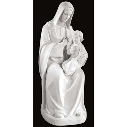 Madonna With Infant Life-Size Marble Statue Bonded Marble Religious Sculpture 