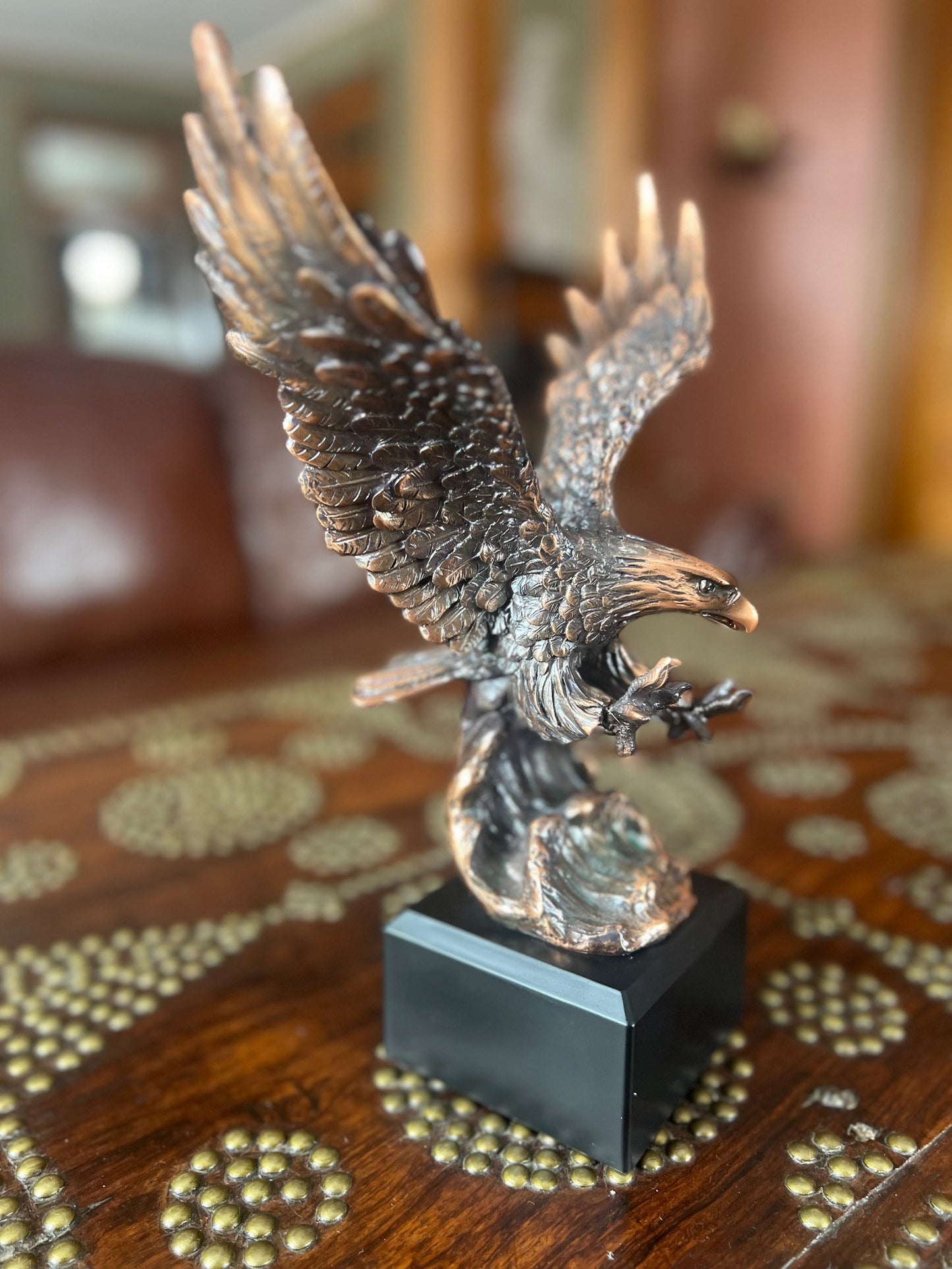 Soaring Freedom Eagle Sculpture Award on waves ready to catch it prey